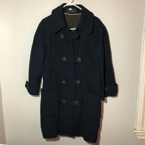 Cedric Charlier wool pea coat colorblock yellow naval button double breasted 10